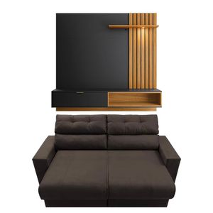 Sofá 3 Lugares Cama Inbox Clean Retrátil E Reclinável - 190 Café