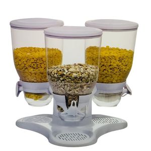 Dispensador De Cereais Triplo Giratório Porta Mantimentos E Alimentos Grãos