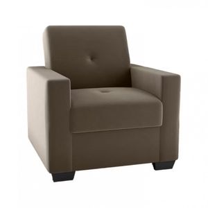 Poltrona Lavínia Matrix Em Tecido Suede Com Apoio Para Braço Castor