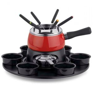 Aparelho De Fondue Cervinia Carrossel 18 Peças Forma Preto Com Vermelho