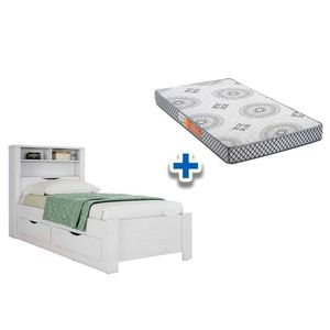 Colchão Solteiro Pérola Polar (1un) + Cama Invicta C- 2 Gavetas Branco