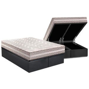 Cama Box Baú King Colchão Anatômico Paropas D33 Ag65 Confort + Base Crc Suede Gray(193x203)