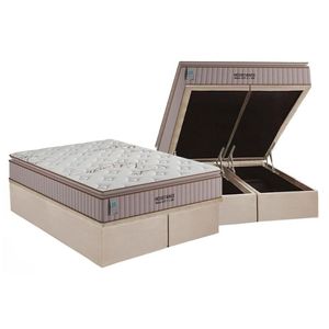 Conjunto Box Baú King: Colchão Molas Plumatex Lfk Sealy Resistance + Base Crc Suede Clean(193x203)
