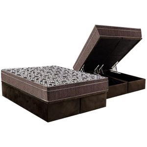 Conjunto Box Baú King: Colchão Espuma Ortobom Superpocket Physical + Base Crc Suede Brown(186x198)