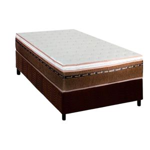 Conjunto Box Solteiro: Colchão Molas Luckspuma Masterpocket New Comfort + Base Crc Suede Brown(88x188)