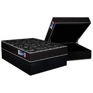 Conjunto Box Baú Casal: Colchão Espuma Plumatex D28 Isopluma + Base Crc Suede Black(138x188)