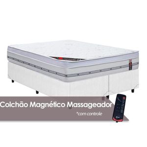 Cama Box Queen: Colchão C-vibro Massagem Castor Pocket Gold Star Niponpedic Magnético + Base Crc Courano White(158x198)