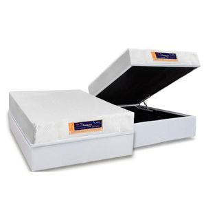 Conjunto Box Baú Casal: Colchão Espuma Castor Vitagel Visco Gel + Base Crc Courano White(138x188)