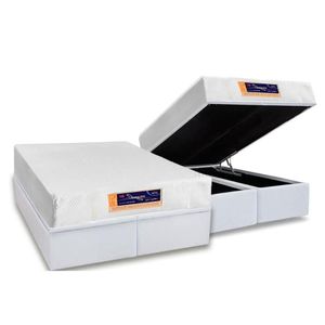 Conjunto Box Baú Queen: Colchão Espuma Castor Vitagel Visco Gel + Base Crc Courano White(158x198)