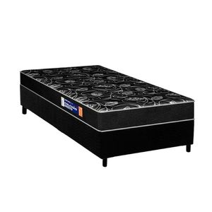 Conjunto Box Solteiro: Colchão Espuma Plumatex D28 Isopluma Vip + Base Crc Suede Black(88x188)