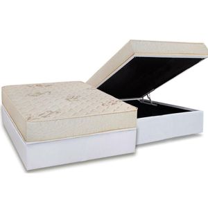 Conjunto Box Baú Casal: Colchão Espuma Luckspuma D45 Gran Luck Pró Saúde + Base Crc Courano White (138x188)