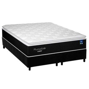 Conjunto Box King: Colchão Molas Plumatex Ensacadas Plumastar + Base Crc Suede Black(193x203)