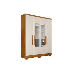 Guarda Roupa Solteiro 4 Portas E 2 Gavetas C- Espelho E Pés Milly-veneza Cumaru-fendi