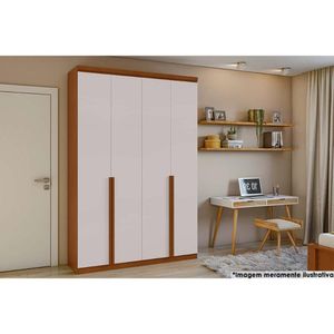Guarda Roupa 4 Portas E 2 Gavetas Alonzo New Amendoa/off White - Lopas