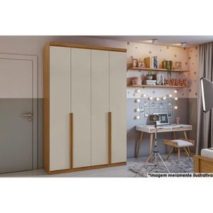 Guarda Roupa 4 Portas E 2 Gavetas Alonzo Plus Amendoa/off White - Lopas