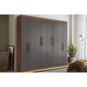Guarda Roupa Casal 8 Portas E 6 Gavetas 8.6 Master Jatoba/grafitte - Santos Andirá