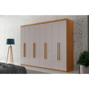 Guarda Roupa Casal Heros com 8 Portas e 4 Gavetas Moderna Naturalle/Off White