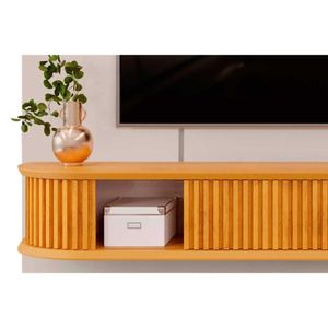 Painel Home P-tv Até 75 Polegadas Capri 100% Mdf C- Led E Bancada 215x170cm Off White-freijó - Dj Móveis