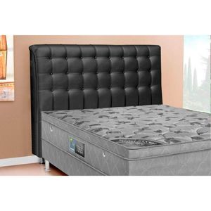 Painel De Cama Box Estofada Queen Size Queen Dama Plus Courano Preto - Simbal