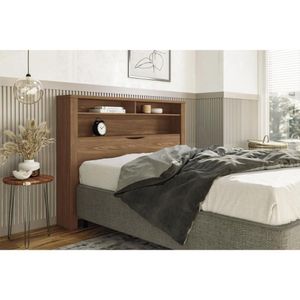 Painel Cama Box Madeirado Cor Jatoba Casal Invicta C- Nichos Jatoba - Santos Andirá