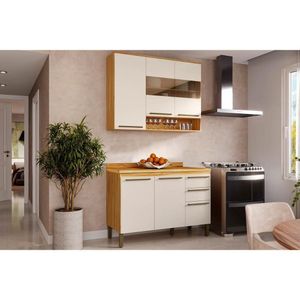 Cozinha Completa Nápoli Prime 2 Peças (1 Armário + 1 Balcão) C2p04 Amendoa-off White - Ronipa