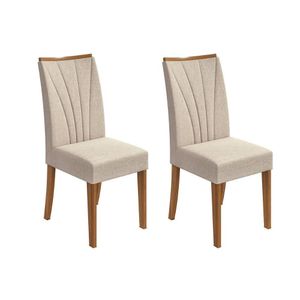 Cadeira Sala De Jantar Apogeu Kit 2 Un Rovere-amêndoa-linho Rinzai Bege - Lopas