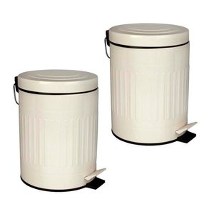 Kit 2 Lixeira Com Pedal E Balde 5 Litros Inox Retrô Mor