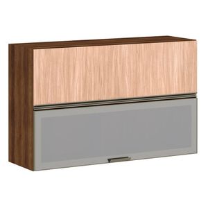 Armário Aéreo 120cm 2 Portas Prata Dourado Com Cumaru