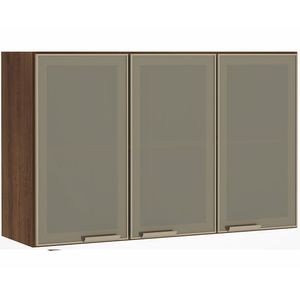 Armário Aéreo 120cm 3 Portas Em Inox E Bronze Dourado
