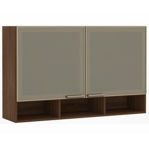 Armário Aéreo 120cm 2 Portas Em Inox E Bronze Dourado