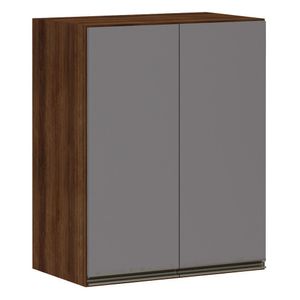 Armário Para Cozinha 60 Cm 2 Portas Dourado Com Cinza Puro