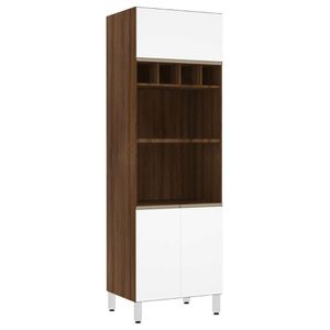 Paneleiro Jade 70 Cm Duplo Nicho Nogueira Dourado Com Branco