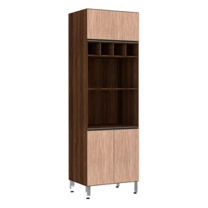 Paneleiro Jade 70 Cm Duplo Nicho Nogueira Dourado Com Cumaru