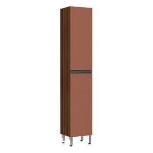 Paneleiro Jade 40 Cm Raso 2 Portas Nogueira Dourado Com Gaia