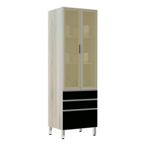 Paneleiro 70Cm Vidro Bronze Lis Legno Crema Com Preto Tx