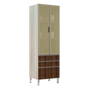 Paneleiro 70Cm Vidro Bronze Luci Legno Crema C/ Dourado