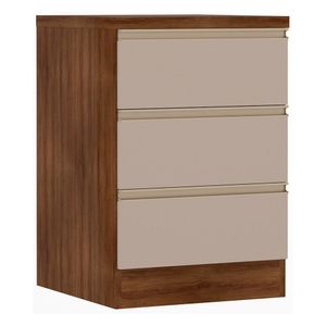 Mesa De Cabeceira 3 Gavetas 40Cm Estrutura Dourado Prime Plu