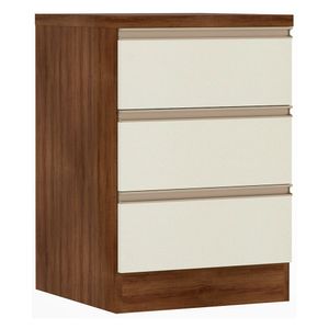 Mesa De Cabeceira 3 Gavetas 40Cm Estrutura Dourado Prime Plu