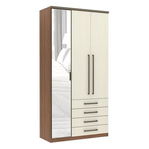 Guarda Roupa 3 Portas Alumínio 118cm Vanilla Com Linho