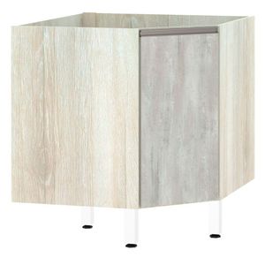 Balcão Sem Tampo Canto Diagonal Luciane Luci Legno Crem e Concreto