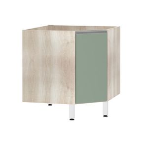 Balcão Sem Tampo Canto Diagonal Luciane Lis Legno Crem e Verde Jade