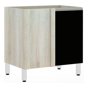 Balcão Sem Tampo De Canto Reto Luciane 80cm Lis Legno Crem e Preto Tx