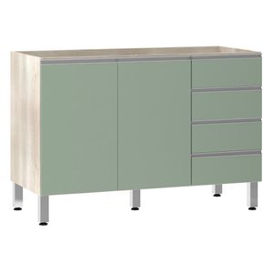 Balcão De Pia Sem Tamp 120cm E Lis Legno Crem e Verde Jade