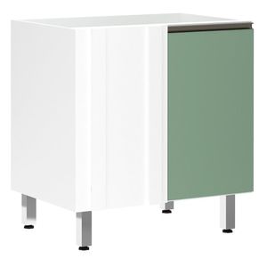 Balcão Sem Tampo Canto Reto 80cm Branco Com Verde Jade
