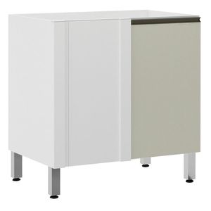 Balcão Sem Tampo Canto Reto 80cm Branco Com Kashmir