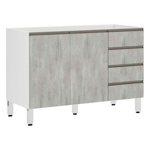 Balcão De Pia Sem Tamp 120cm Branco Com Concreto