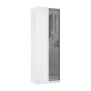 Guarda Roupa Modulado Canto 1 Porta 80cm Prata Branco Prata