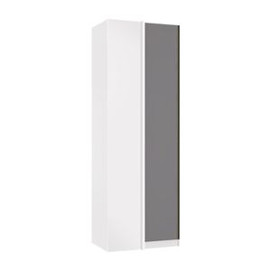 Guarda Roupa Canto 1 Porta 80cm Branco Com Cinza Puro