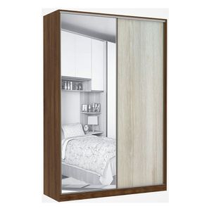 Guarda Roupa 2 Portas De Correr 159Cm Dourado Com Crema