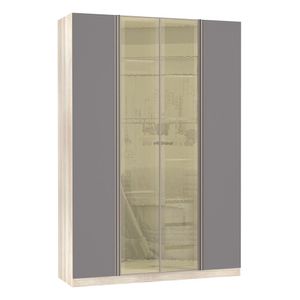 Guarda-roupa Solteiro 4 Portas Legno Crema Com Cinza Puro